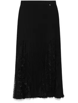 NISSA плиссированная юбка миди с кружевом, черный
