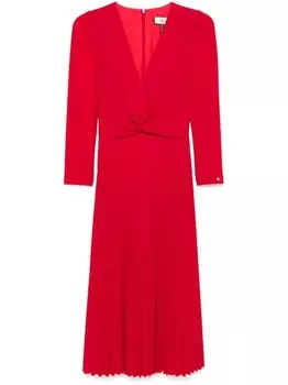 NISSA плиссированное платье миди с V-образным вырезом, красный