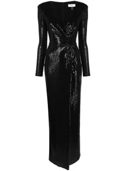 NISSA присборенное платье макси с пайетками, черный