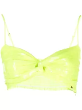 NISSA укороченный топ с пайетками и драпировкой, зеленый