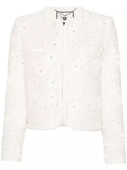 NISSA жакет из ткани букле с цветочной аппликацией, нейтральный цвет