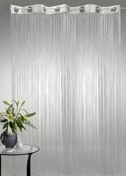 Нитяная гардина с карнизом, штора, которую можно индивидуально укоротить, современный и элегантный декоративный элемент во многих цветах и дизайнах (белый) 300x250 см с карнизом Haus und Deko