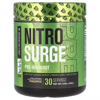Nitro Surge, Предтренировочный комплекс, ананас, 8,68 унции (246 г) Jacked Factory