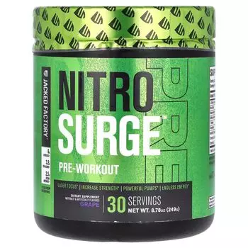 Nitro Surge, Предтренировочный комплекс, виноград, 8,78 унции (249 г) Jacked Factory