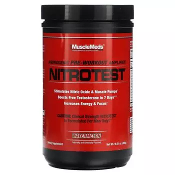 Nitrotest, андрогенный усилитель перед тренировкой, арбуз, 16,51 унции (468 г) Musclemeds