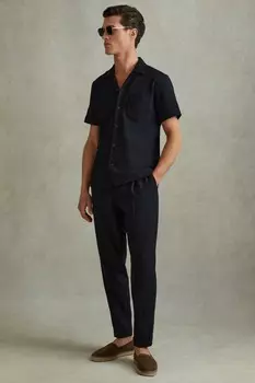 Нитус с кубинским воротником в елочку Reiss, синий