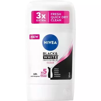 Nivea Black & White Прозрачный женский дезодорант-карандаш 50 мл