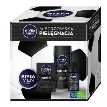 Nivea Football Box set Гель для душа 3 в 1 250мл + Антибактериальный крем после бритья 100мл + Крем для тела и лица Men Creme 75мл + Шариковый антиперспирант глубокого действия 50мл