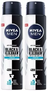 Nivea Men, B&W Fresh, антиперспирант, 2x250 мл