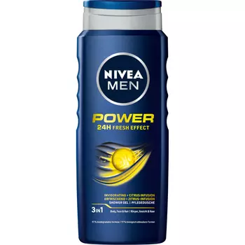 Nivea MEN Power Fresh освежающий гель для душа для мужчин, 500 мл
