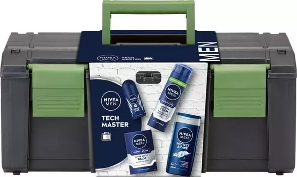 NIVEA MEN Tech Master Set Шариковый антиперспирант, 50 мл + Гель для душа 3 в 1, 250 мл + Пена для бритья, 200 мл + Бальзам после бритья, 100 мл