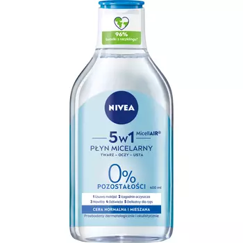 Nivea MicellAIR SKINBREATHE` освежающая мицеллярная вода для нормальной и комбинированной кожи 5в1, 400 мл