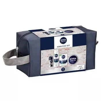 Nivea, набор Men Sensitive успокаивающая пенка 200 мл + успокаивающий бальзам 100 мл + шариковый антиперспирант 50 мл + универсальный крем 75 мл + косметичка
