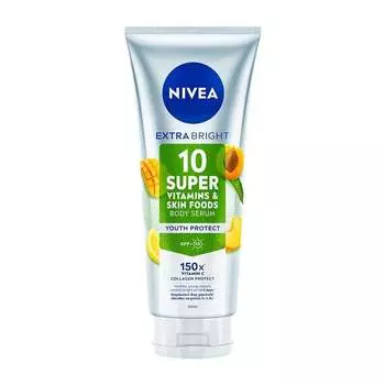 Nivea NIVEA Extra Bright 10 Super Vitamins Skin Foods Сыворотка для тела «Защита молодости» 320 мл, White
