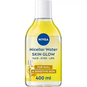 Nivea Skin Glow Serum Infused Micellar Water 400 мл Восстанавливающая очищающая вода с аминокислотами и 5% витаминов С и Е Мягкое средство для снятия водостойкого макияжа