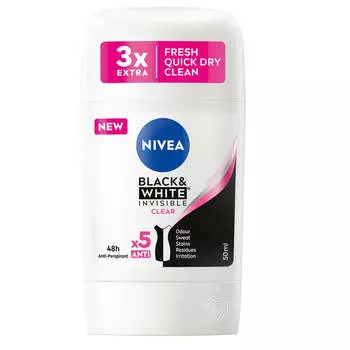 Nivea Стик-антиперспирант Black&White Invisible Clear 50мл