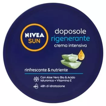 NIVEA SUN Интенсивный регенерирующий крем после загара 300 мл с органическим алоэ вера, гиалуроновой кислотой и витамином Е, увлажняющий и освежающий крем для тела