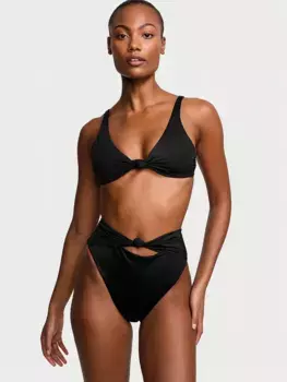 Низ бикини Cheeky с завязками и высокой талией Victoria'S Secret Swim, черный