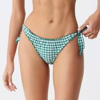 Низ бикини-хипстер со шнуровкой Scrunchie String в клетку зеленого цвета J.Crew