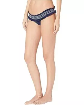 Низ бикини Jonathan Simkhai Striped Smocked Ruffle Bikini Bottoms, цвет Midnight