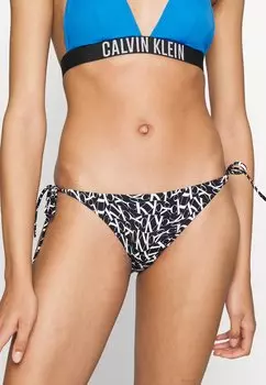 Низ бикини STRING SIDE TIE-PRINT Calvin Klein Swimwear, деформированная монограмма черный