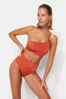 Низ бикини Trendyol с завышенной талией, корица