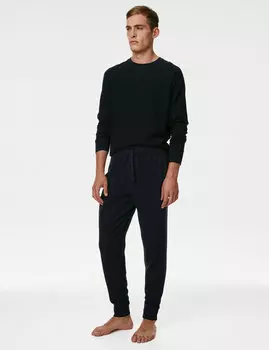 Низ домашней одежды из чистого хлопка Marks & Spencer, темно-синий