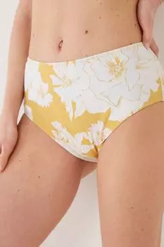 Низ купальника Fatface с завышенной талией и цветочным принтом Fat Face, желтый