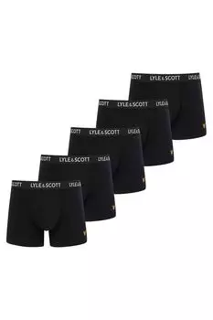 Нижнее белье Черные боксеры Miller (5 шт) Lyle & Scott, черный