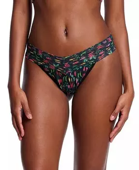 Нижнее белье стринги из фирменного кружева с принтом и оригинальной посадкой Hanky Panky, мультиколор