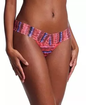 Нижнее белье-стринги из фирменного кружева с принтом и низкой посадкой Hanky Panky, мультиколор