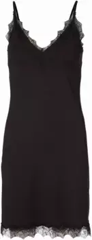 Нижнее платье Rosemunde "Billie Strap Dress" с красивой винтажной кружевной отделкой по вырезу и подоле, черный