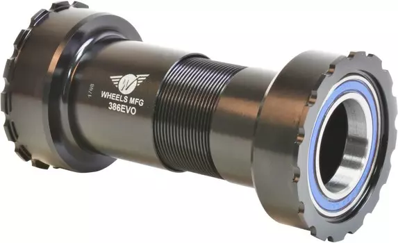 Нижний кронштейн 386EVO с резьбой вместе с подшипниками ABEC-3 для шатунных шпинделей Shimano диаметром 24 мм Wheels Manufacturing, черный