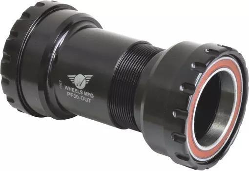 Нижний кронштейн с внешней резьбой PF30 с радиально-упорными подшипниками для кривошипных шпинделей диаметром 30 мм Wheels Manufacturing, черный