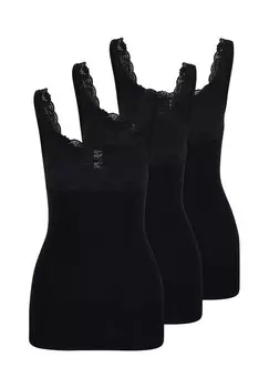 Нижняя рубашка/верхний комплект из 3 шт хлопка тонкого хлопка Nina von C., черный