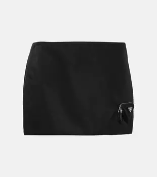 Низкая нейлоновая мини-юбка Prada, черный