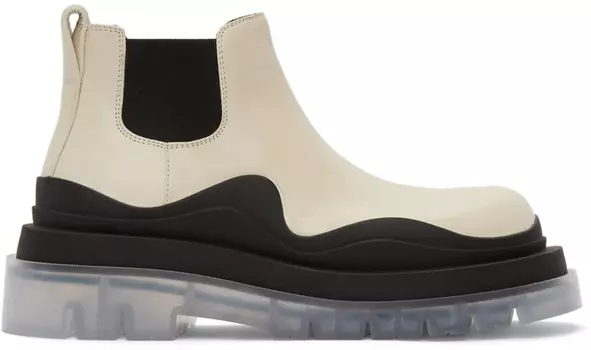 Низкие ботинки челси с надписью \The Tire\" Off-White" Bottega Veneta