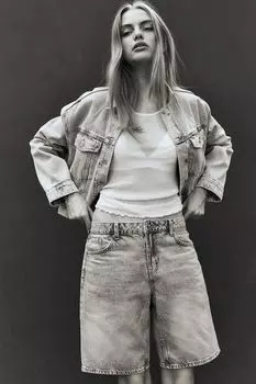 Низкие джинсовые шорты H&M, синий