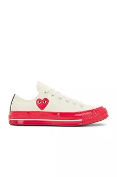 Низкие кеды Converse с красной подошвой Comme Des Garcons Play, кремовый