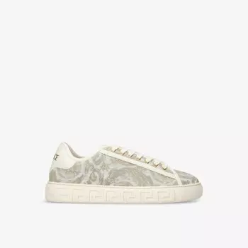 Низкие кеды из парусины с графическим узором в стиле барокко Versace, бежевый