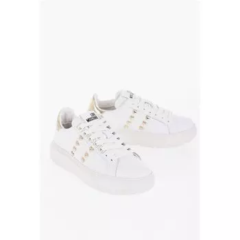 Низкие кеды LOVE из стеганой кожи BOLD40 с золотистым эффектом Moschino, White