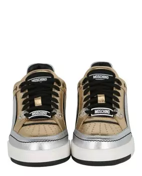 Низкие кеды металлик с цветными блоками Moschino, цвет Gold Silver Black