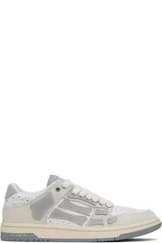 Низкие кеды Skel Top из серой и белой замши с кристаллами AMIRI