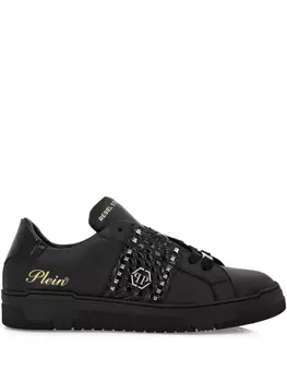 Низкие кеды, украшенные заклепками Philipp Plein, черный