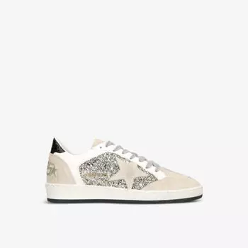 Низкие кожаные кроссовки ball star 70159 Golden Goose, серебряный