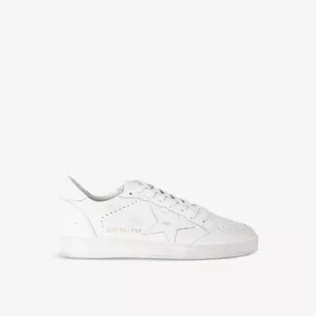 Низкие кожаные кроссовки Ballstar с вышитыми звездами Golden Goose, белый