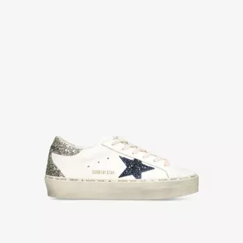 Низкие кожаные кроссовки Hi star 11339 с блестками Golden Goose, белый