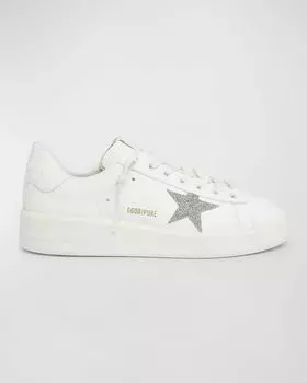 Низкие кожаные кроссовки Pure Star Golden Goose, цвет Whitesilver