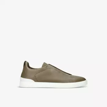 Низкие кожаные кроссовки Triple-Stitch Ermenegildo Zegna, зеленый