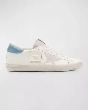 Низкие кожаные низкие кеды Superstar из денима Golden Goose, цвет White Light Blue